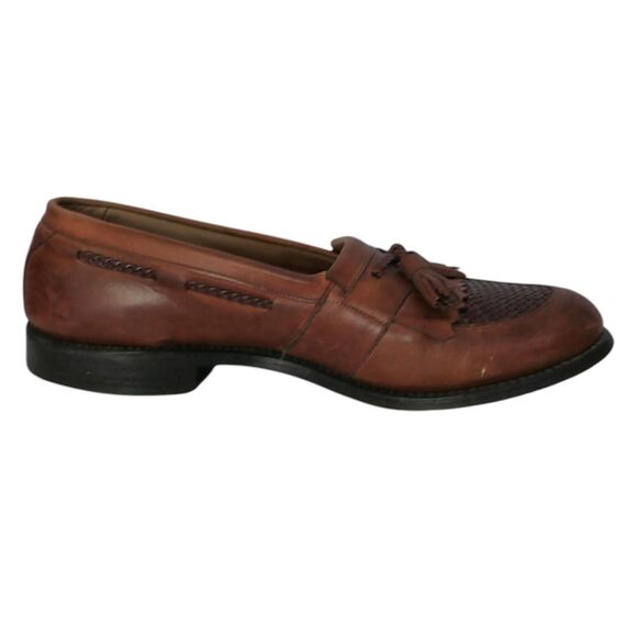 Allen Edmonds Cody Kiltie Tassel Loafers Mens 10E Brown Leather Woven Shoes